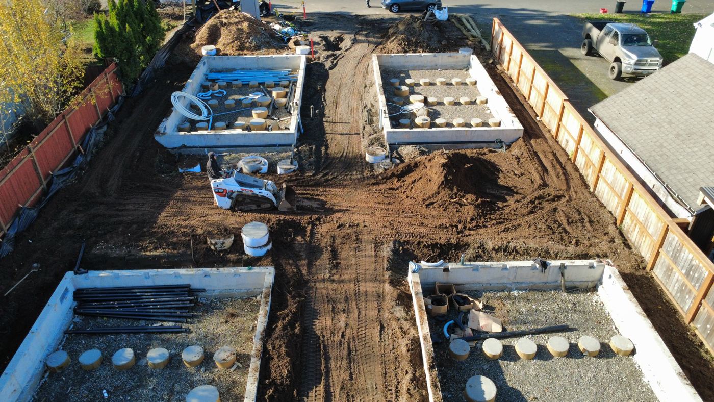 Foundations and utility trenches