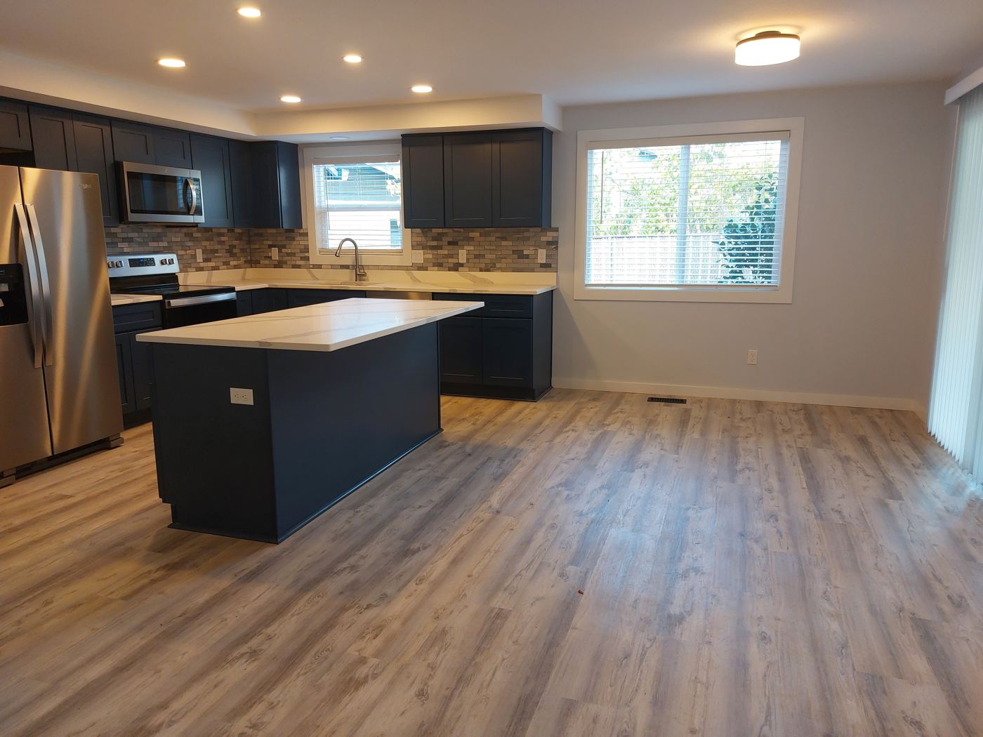 Kitchen open to dining