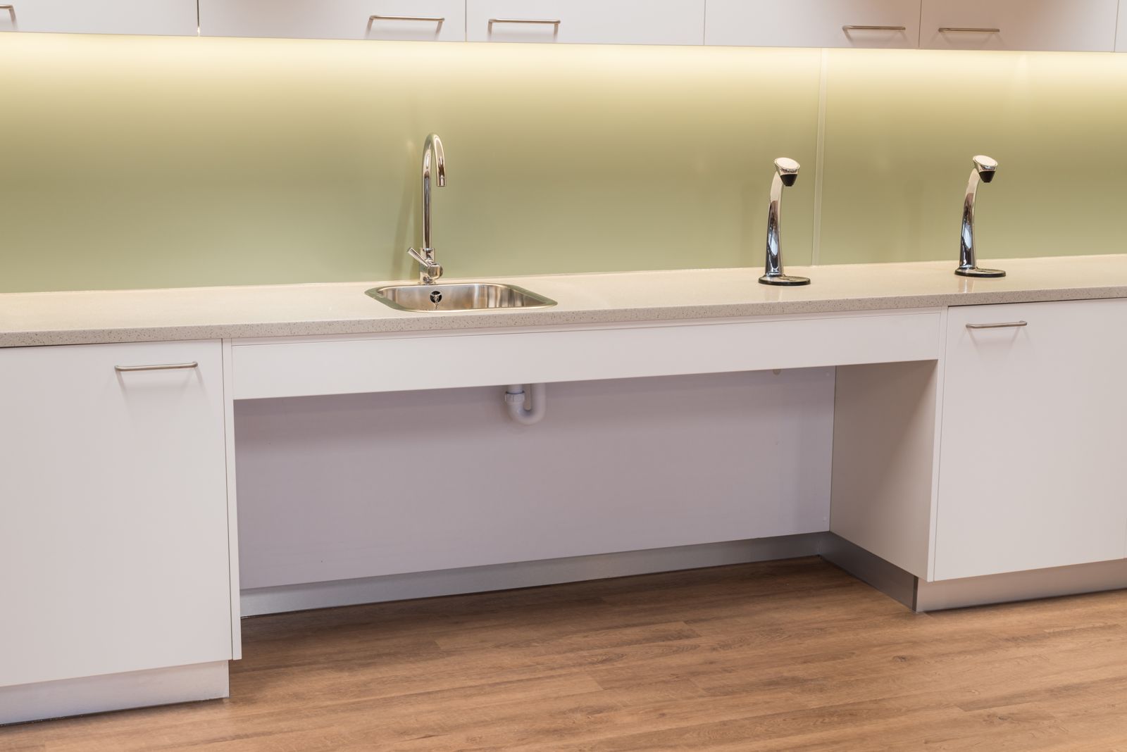 Lowered counter and sink with open knee space
