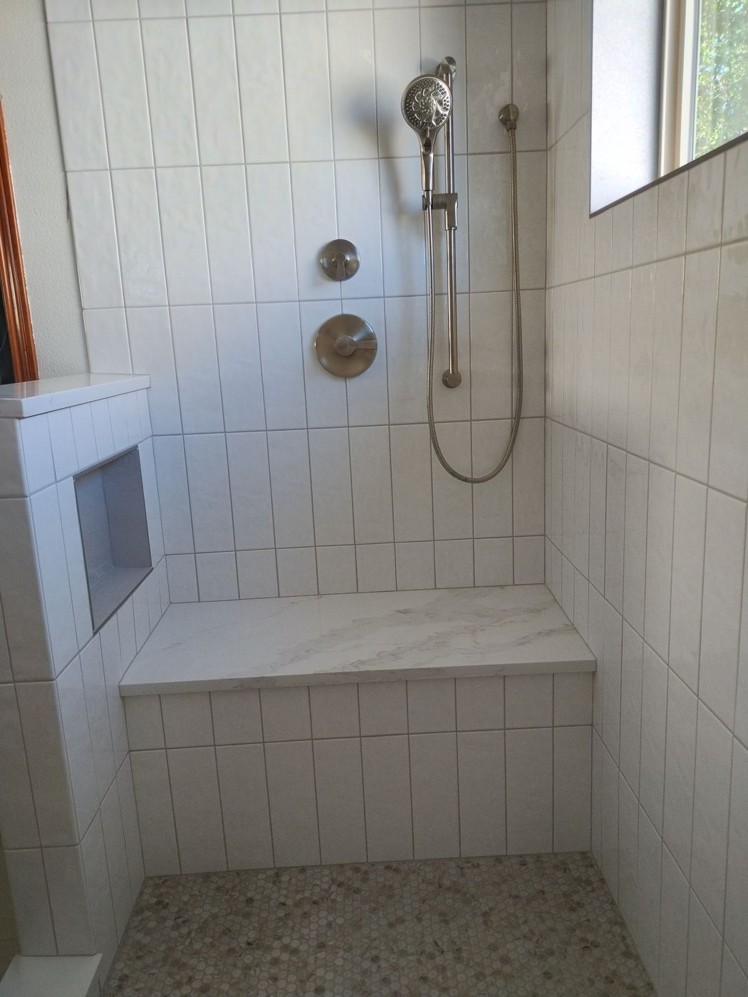 Shower bench and sprayer